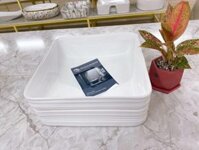 Chậu Lavabo đặt bàn vuông trắng nhỏ LB08
