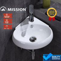 CHẬU LAVABO GÓC TREO TƯỜNG, CHẬU RỬA GÓC VÒI LẮP GIỮA DÙNG CHO PHÒNG TẮM NHỎ HẸP CAO CẤP NHẬP KHẨU MISSION