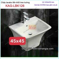 Chậu lavabo liền khối treo tường 45x45 KAG-LBK126