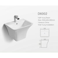 CHẬU LAVABO LIỀN KHỐI TREO TƯỜNG D6002