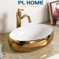 CHẬU LAVABO, RỬA MẶT ELIP MẠ VÀNG JV-L1033