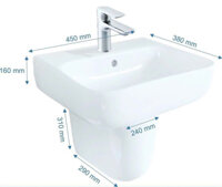 Chậu lavabo treo KRONEN model KR8316 + chân lửng