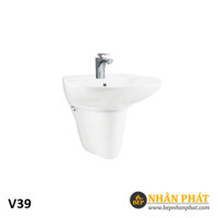 Chậu Lavabo Treo Tường Chân Lửng Viglacera V39