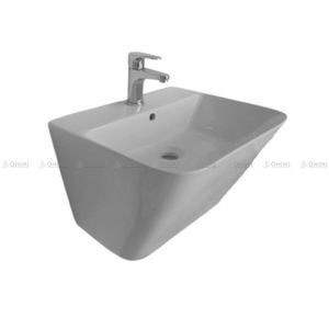 Chậu lavabo treo tường liền chân vát dài KB-2801TTQ
