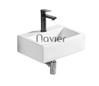 Chậu Lavabo Treo Tường Men Sứ Cao Cấp Hình Chữ Nhật Navier NV-400N