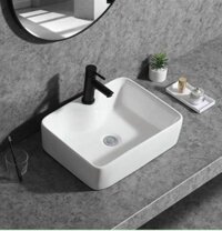 Chậu Lavabo Vuông Đặt Bàn Sứ Trắng