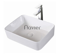 Chậu lavabo vuông đặt bàn sứ trắng cao cấp Navier NV-344