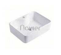 Chậu lavabo vuông đặt bàn sứ trắng chính vòi Navier NV-403