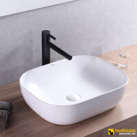 Chậu Lavabo Vuông Giác Cạnh Đặt Bàn Sứ Trắng Cao Cấp Navier NV-435T