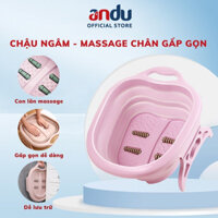 Chậu Ngâm Chân Gấp Gọn Có Con Lăn Massage Lòng Bàn Chân, Chậu Nhựa Ngâm Massage Chân