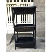 Chậu nhựa 3 tầng màu đen dùng để nuôi cá, kích thước chậu 65x42x16cm