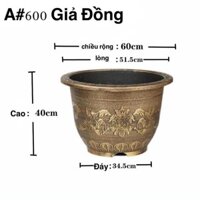 Chậu nhựa giả đồng in hình nổi dày dặn size to trồng cây, trồng đào, mai, nuôi cá