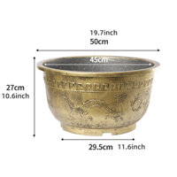 CHẬU NHỰA GIẢ ĐỒNG SONG LONG TRANH CHÂU, KÍCH THƯỚC 50 X 27 X 30CM