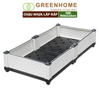 Chậu nhựa lắp ráp, trồng hoa hồng, cây leo, rau, củ, quả, độ bền 5 năm, nhiều kích thước lựa chọn Greenhome - CHẬUR3 D80xR40xC22cm