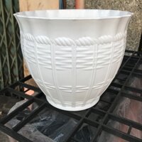 Chậu nhựa trắng Đan Mây Bầu - size 37 cm