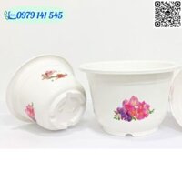 Chậu Nhựa Trồng Cây In Hoa Bốn Mùa Xinh Tươi, Chậu Trồng Hoa Dáng Tròn, Dày, Bền, Đẹp, Chất Lượng Cao nhiều kích thước - A410 35x18x26cm