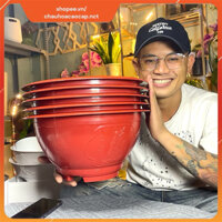 Chậu Nhựa Trồng Cây T38 Phúc Lộc Thọ Màu Đỏ Trơn (Cao17,8 Rộng 35,7 cm), Chậu nhựa tròn rẻ bền đẹp