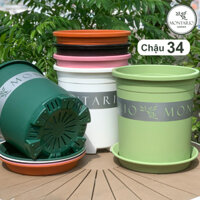Chậu Nhựa Trồng Cây VIETPOT, size lớn 34x36cm MONTARIO, 6,6gallon, trang trí bàn, sân vườn, ban công