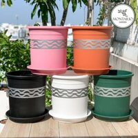 Chậu nhựa trồng cây VIETPOT, size lớn 34x36cm, 6.6gallon, lượn sóng, trồng kiểng lá hoa, sân vườn