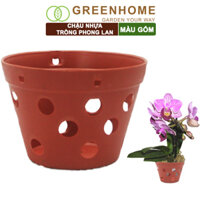 Chậu nhựa trồng phong lan, R15xC10cm, màu gốm, bền, đẹp, chống rơi vỡ, giá thành tốt Greenhome - 1 CHẬU LAN 10X15CM