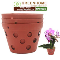 Chậu nhựa trồng phong lan, R15xC10cm, màu gốm, bền, đẹp, chống rơi vỡ, giá thành tốt Greenhome - 3 CHẬU LAN 10X15CM