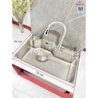 Chậu rửa 1 hộc cao cấp inox 304 Chậu rửa chén bát inox 1 hố Chậu rửa chén cao cấp KK 78x46NE304V1