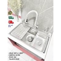 Chậu rửa 1 hộc cao cấp inox 304 Chậu rửa chén bát inox 1 hố Chậu rửa chén cao cấp KK 78x48FE304B