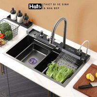 Chậu Rửa Bát 1 Hố Cao Cấp Hato Hiển Thị Nhiệt Độ, Bồn Rửa Chén 1 Ngăn Lớn Kèm Vòi Lọc Nước, Thác Nước, Vòi Xịt