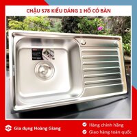 Chậu rửa bát 1 hố có bàn Sơn Hà S78 inox 304 chính hãng - Bàn trái