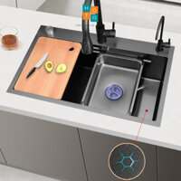 Chậu Rửa Bát 1 Hố Hato Inox 304 Cao Cấp Phủ Nano Chống Xước, Bồn Rửa Chén 1 Ngăn Lớn Kích Thước 75*46 cm Bảo Hành 5 Năm