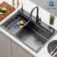 Chậu Rửa Bát 1 Hố Hato Inox 304 Cao Cấp Phủ Nano Chống Xước, Bồn Rửa Chén 1 Ngăn Lớn Kích Thước 75*45cm Bảo Hành 5 Năm