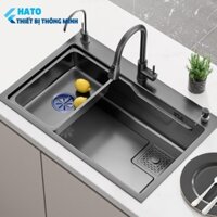 Chậu Rửa Bát 1 Hố Hato Inox 304 Kích Thước 75*45cm, Bồn Rửa Chén 1 Ngăn Lớn Nano Chống Xước Kèm Chậu Nhỏ, Thớt, Xiphong