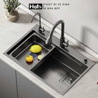 Chậu Rửa Bát 1 Hố Hato Inox 304 Cao Cấp Phủ Nano Chống Xước, Bồn Rửa Chén 1 Ngăn Lớn Kích Thước 75*45cm Bảo Hành 5 Năm
