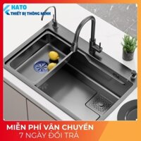 Chậu Rửa Bát 1 Hố Hato Inox 304 Kích Thước 75*45cm, Bồn Rửa Chén 1 Ngăn Lớn Nano Chống Xước Kèm Chậu Nhỏ, Thớt, Xiphong
