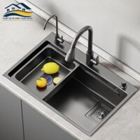 Chậu Rửa Bát 1 Hố Hato Inox 304 Cao Cấp Phủ Nano Chống Xước, Bồn Rửa Chén 1 Ngăn Lớn Kích Thước 75*45cm Bảo Hành 5 Năm