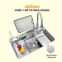 Chậu rửa bát 1 hố inox 304 kiểu dáng nhật bản chậu 1 hố to inox 304 dập hiện đại đa năng cao cấp Debas 6848E 8248E