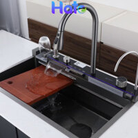 Chậu Rửa Bát 1 Hố Inox 304 HATO Mạ Nano Tổ Ong Hiển Thị Nhiệt Độ, Kèm Vòi Lọc Nước, Vòi Thác , Vòi Xịt XP , Vặn Thoát Xả