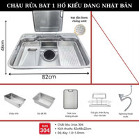 Chậu rửa bát 1 hố inox 304 kiểu dáng nhật bản chậu 1 hố to inox 304 dập hiện đại đa năng cao cấp