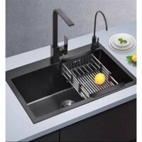 Chậu rửa bát 1 hố inox 304 công nghệ phủ Nano Đen kt60x45cm. GIÁ RẺ NHẤT TPHCM