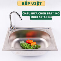 Chậu rửa bát 1 hố inox 304 kích thước 50x40cm kèm bộ xi phông thoát nước - CR004
