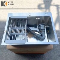 Chậu rửa bát 1 hố inox SUS 304, bồn rửa chén đúc đơn 60x45 hành chính hãng bảo hàng 5 năm -KIEL HOME