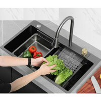 Chậu rửa bát 1 Hố KENISI Inox 304 ,bồn rửa chén 1 ngăn lớn Nano chống xước kèm chậu nhỏ, thớt, xi phông