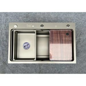Chậu rửa bát 1 hố màu bạc nano Kagol 7546 (75x46cm)