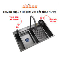Chậu rửa bát 1 hố to kèm vòi dải nước thác nước cao cấp thông minh inox 304 Debas 7545 7846