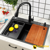 Chậu rửa bát 1 ngăn inox 304 chuẩn 100% màu đen Navier NV-7546D