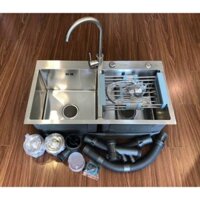 Chậu rửa bát 2 hố, Bồn rửa chén Inox SUS 304 2 ngăn lớn 82*45D Cao Cấp giá rẻ Tphcm