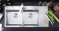 Chậu rửa bát 2 hố cân có bàn chờ inox 304 kích thước 1000*480 dày 2.7mm.