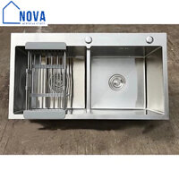 Chậu Rửa Bát 2 Hố Cân INOX 304,Bồn Rửa Chén 2 Ngăn Lớn Cao Cấp Inox 304 Chống Gỉ  Sét - Nova