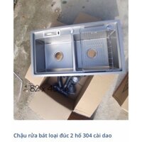 Chậu rửa bát 2 hố có cài dao chống tràn nước  inox 304 chuẩn Homaya