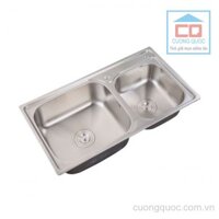 Chậu rửa bát 2 hố kèm giá để đồ Bravat K124508E